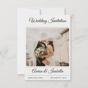 Modern Minimalist Elegant Simple Photo Wedding  Invitation