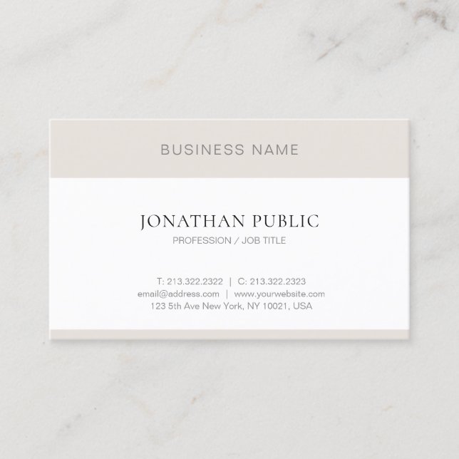 Modern Minimalist Elegant Simple Professional Chic Business Card (Front)