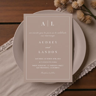 Modern Minimalist Elegant Simple Toffee Wedding Invitation