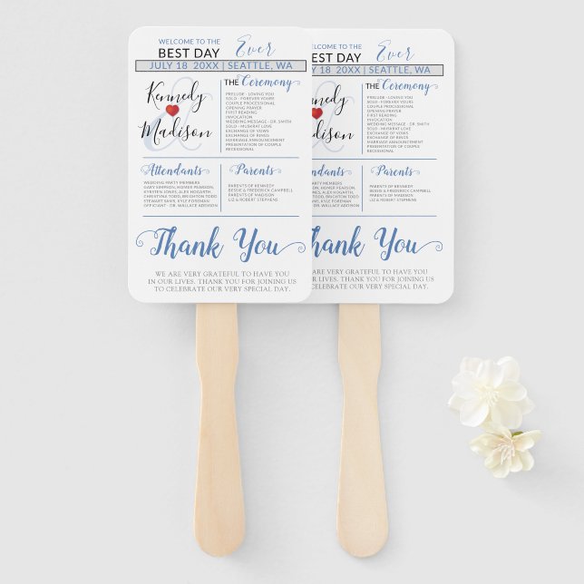 Modern Minimalist 🤵 Elegant Simple Wedding  Hand Fan (Front and Back)