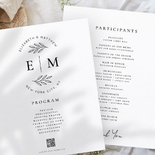 Modern Minimalist Elegant Simple Wedding Program