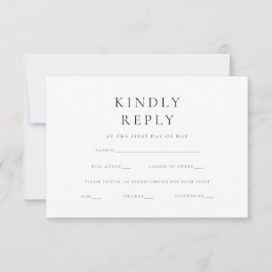 Modern Minimalist Elegant Simple Wedding RSVP Card