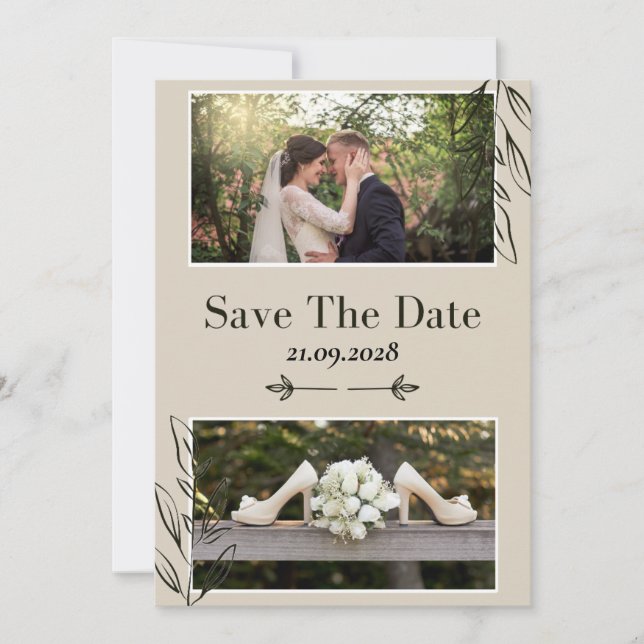 Modern Minimalist Elegant Simple Wedding  Save The Date (Front)