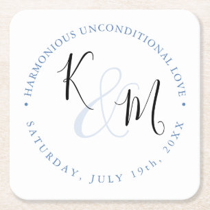 Modern Minimalist 🤵 Elegant Simple Wedding Square Paper Coaster