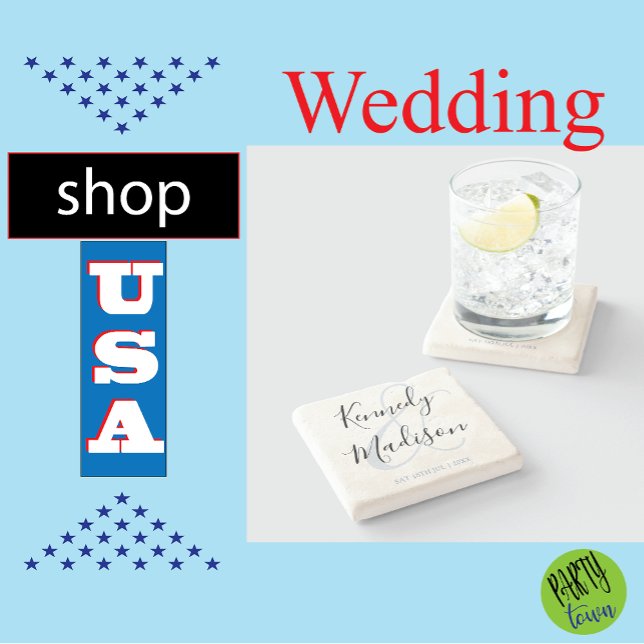 Modern Minimalist ✨💍 Elegant Simple Wedding Stone Coaster (Elegant Wedding Coaster)