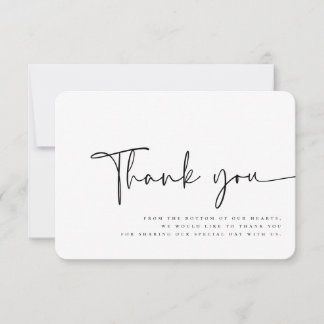 Modern Minimalist Elegant Simple Wedding Thank You Card