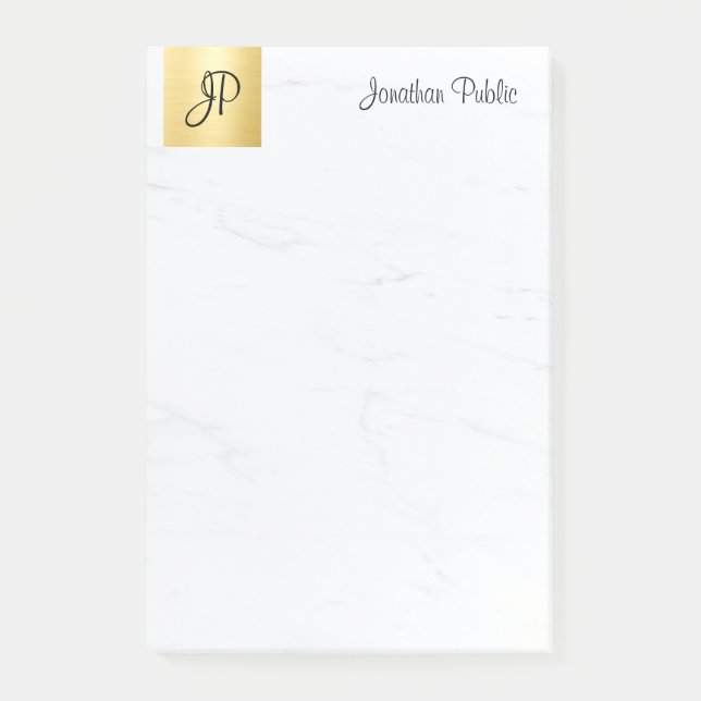 Modern Minimalist Elegant Template Gold And Marble Post-it Notes (Front)