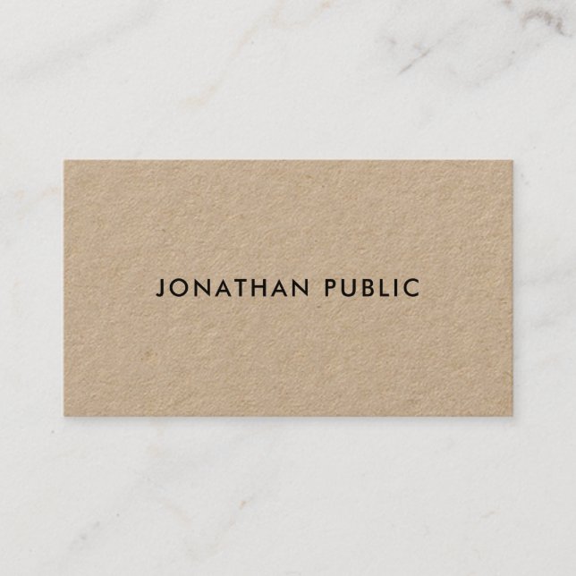 Modern Minimalist Elegant Template Kraft Paper Business Card (Front)