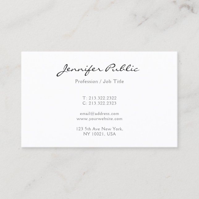 Modern Minimalist Elegant Trendy Calligraphy Name Business Card (Front)