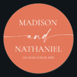 Modern Minimalist Elegant Verona Sunset Wedding Classic Round Sticker<br><div class="desc">These are Modern Minimalist Elegant Verona Sunset Wedding Party Favour Stickers!</div>