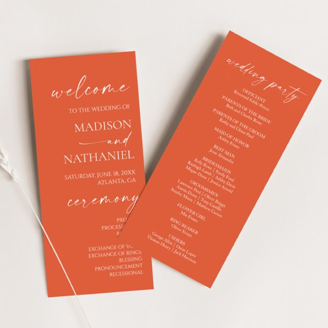 Modern Minimalist Elegant Verona Sunset Wedding Programme (Creator Uploaded)