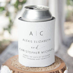 Modern Minimalist Elegant Wedding Can Cooler
