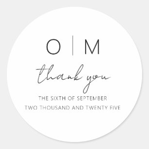 Modern Minimalist Elegant Wedding Classic Round Sticker