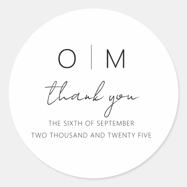 Modern Minimalist Elegant Wedding Classic Round Sticker (Front)