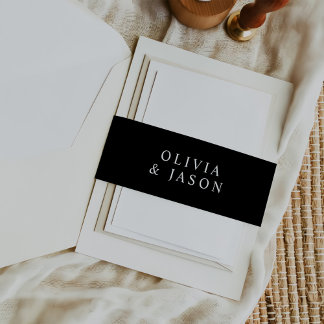Modern Minimalist Elegant Wedding Invitation Belly Band
