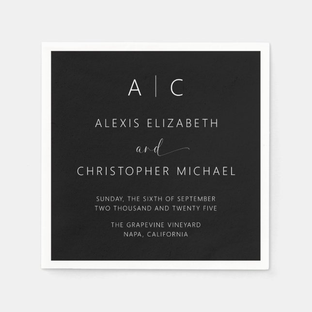 Modern Minimalist Elegant Wedding Napkin (Front)