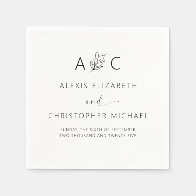 Modern Minimalist Elegant Wedding Napkin (Front)