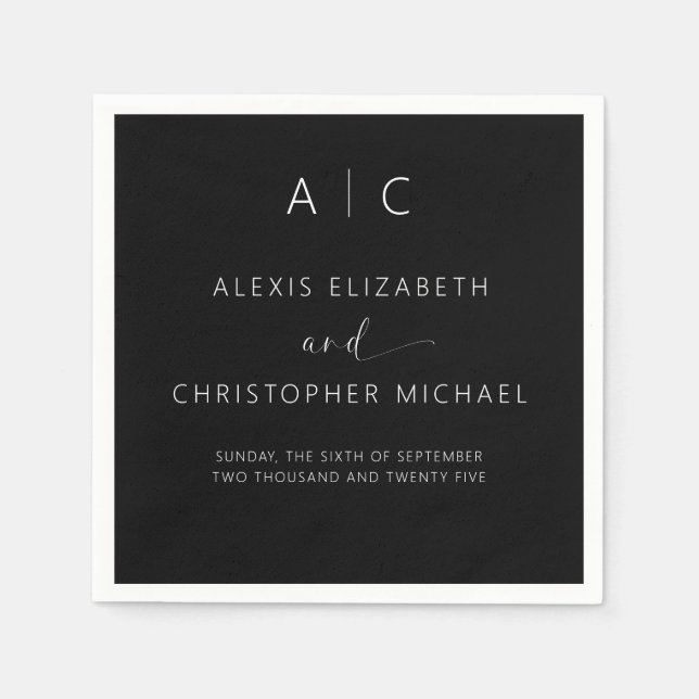 Modern Minimalist Elegant Wedding Napkin (Front)