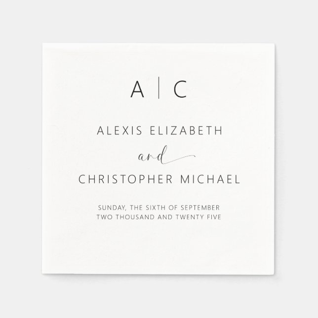 Modern Minimalist Elegant Wedding Napkin (Front)