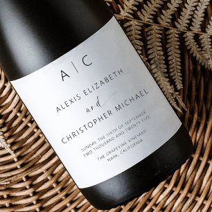 Modern Minimalist Elegant Wedding Wine Label