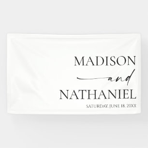 Modern Minimalist Elegant White Black Wedding Banner