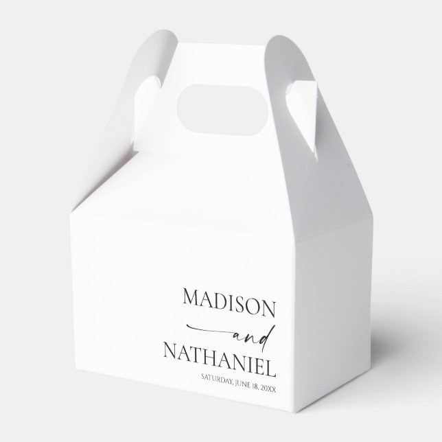Modern Minimalist Elegant White Black Wedding Favour Box (Front Side)