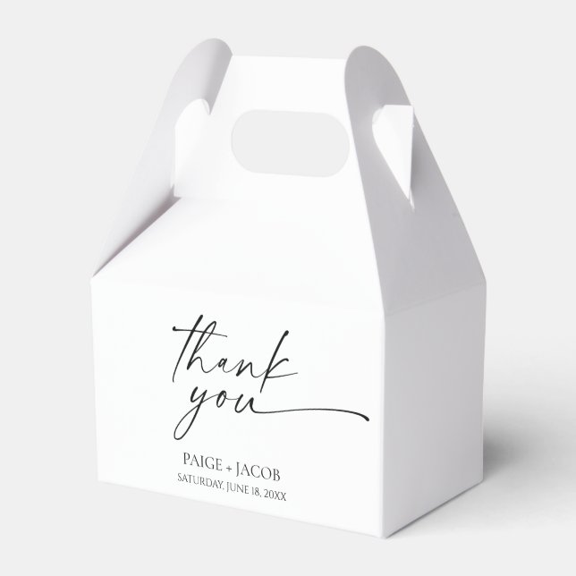 Modern Minimalist Elegant White Black Wedding Favour Box (Front Side)
