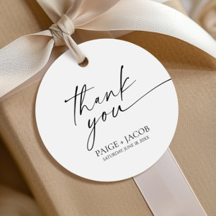 Modern Minimalist Elegant White Black Wedding Favour Tags