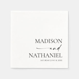 Modern Minimalist Elegant White Black Wedding Napkin