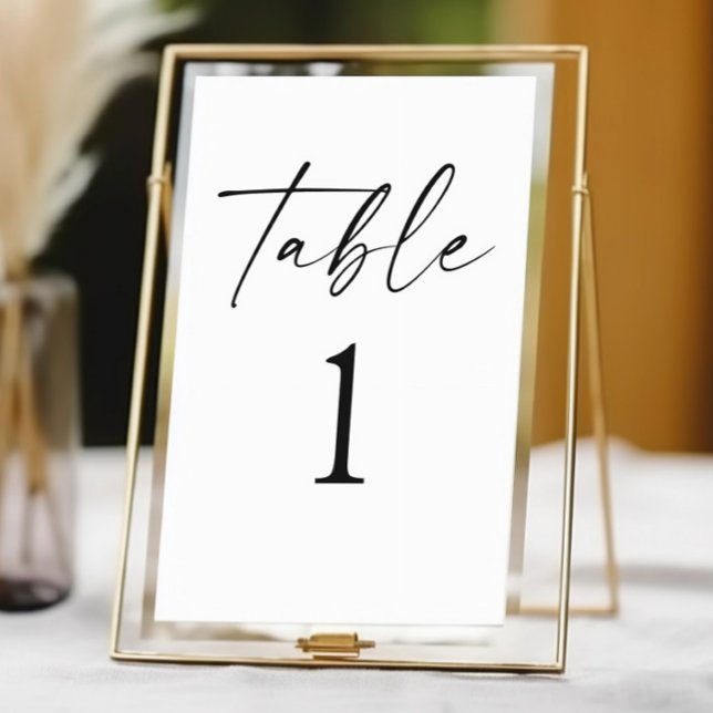 Modern Minimalist Elegant White Black Wedding Table Number (Creator Uploaded)