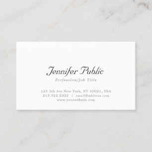 Modern Minimalist Elegant White Simple Template Business Card