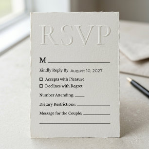 Modern Minimalist Embossed Wedding RSVP Card