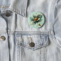 Modern Minimalist Emerald and Gold Wedding Button