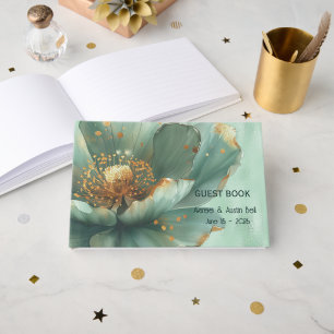 Modern Minimalist Emerald and Gold Wedding  Guest Book