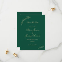 Modern Minimalist Emerald Gold Leaves And Bloom