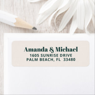 Modern Minimalist Emerald Green and Ecru Beige