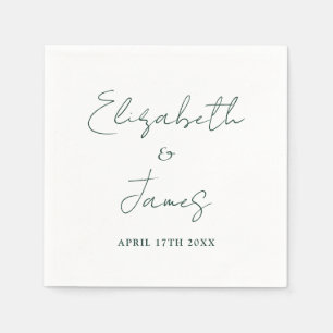 Modern Minimalist Emerald Green Script Wedding Napkin