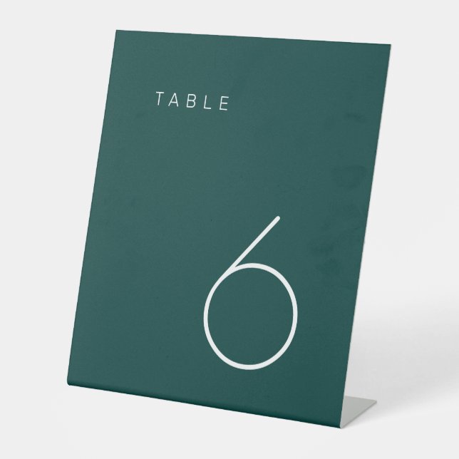 Modern Minimalist Emerald Green Table Number Table Pedestal Sign (Front)