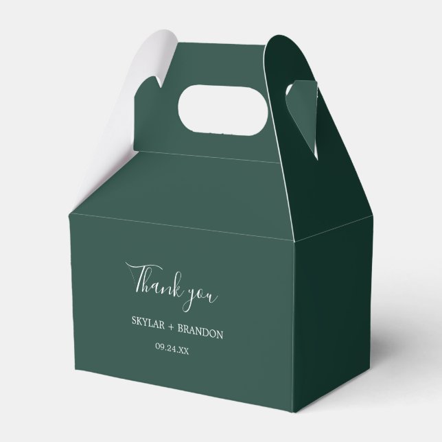 Modern Minimalist Emerald Green Thank You Favour Box (Front Side)