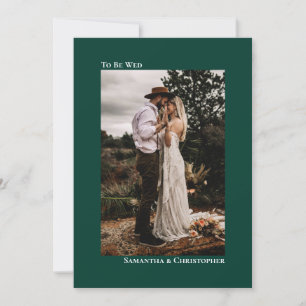Modern Minimalist Emerald Vertical Photo Wedding Invitation