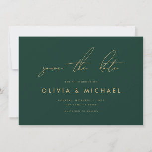 Modern Minimalist Emerald Wedding Save the Date
