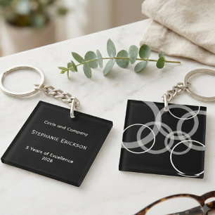 Modern minimalist employee award corporate service key ring