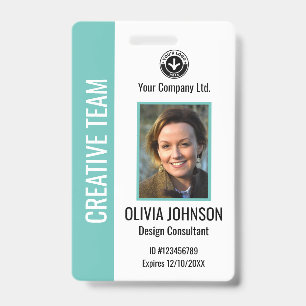 Modern Minimalist Employee ID Badge with Photo