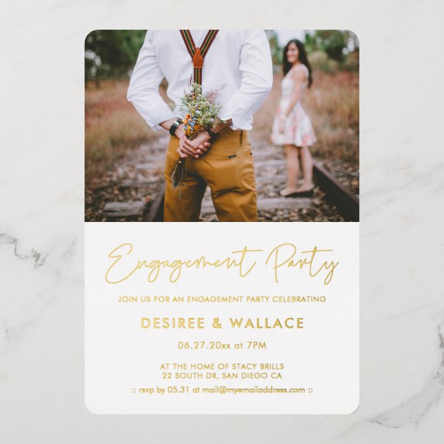 Modern minimalist engagement party photo (Front)