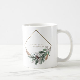 Modern Minimalist Eucalyptus Christmas Wreath Coffee Mug