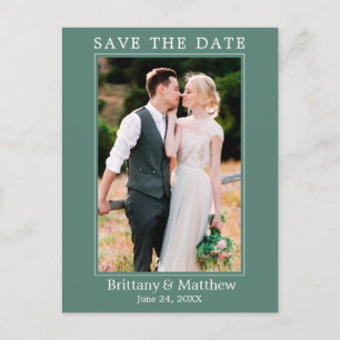 Modern Minimalist Eucalyptus Green Save the Date Postcard