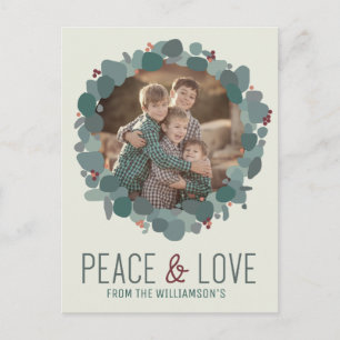 Modern minimalist eucalyptus photo wreath design postcard