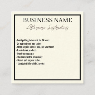 Modern Minimalist Eyelashes Aftercare Card