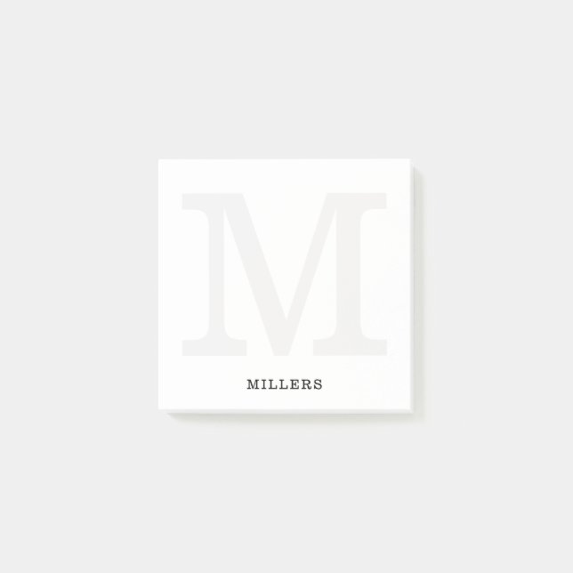Modern Minimalist Family Name Monogram Initial Post-it Notes (Front)