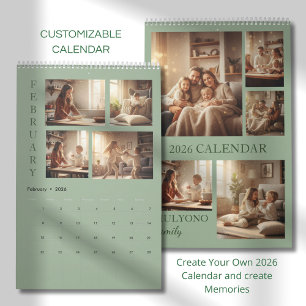 Modern Minimalist Family Photo Calendar 2026